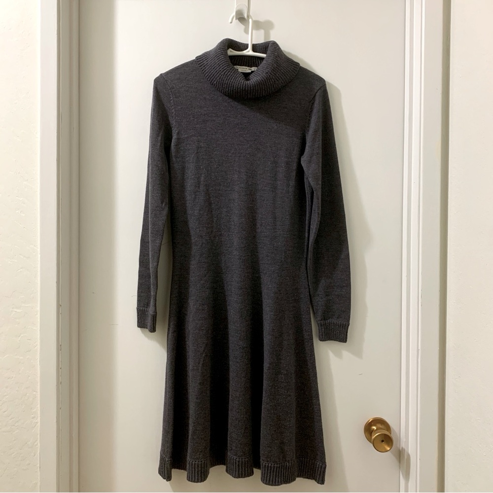 Lacoste 100% merino wool gray sweater dress